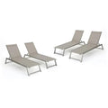 Afuera Living Outdoor Aluminum Chaise Lounge Set of 4 Gray