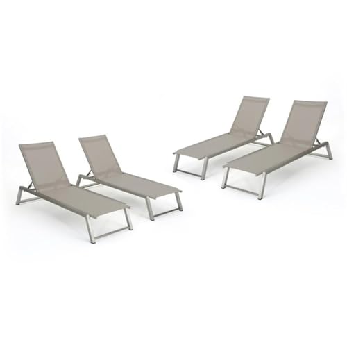 Afuera Living Outdoor Aluminum Chaise Lounge Set of 4 Gray