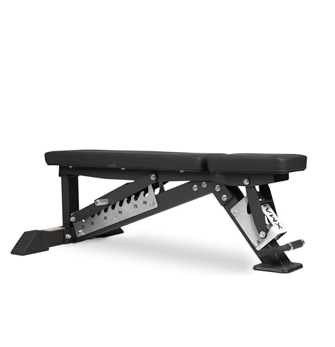 XMark Adjustable Weight Bench PreAssembled Mainframe Flat Incline Bench Black