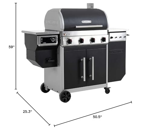 Lifetime Gas Grill and Wood Pellet Smoker Combo with WiFi and Bluetooth Control Black & Silver