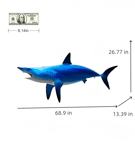 FENGSHUI-CAISHEN 70" Colorful Blue Shark Replica Wall Decor