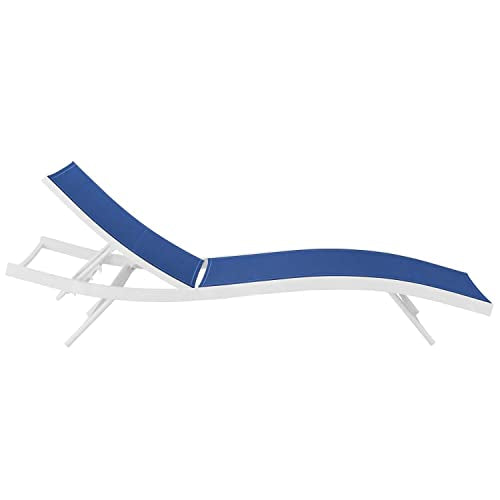 Modway Glimpse Outdoor Patio Mesh Chaise Lounge Set of 4 White Navy