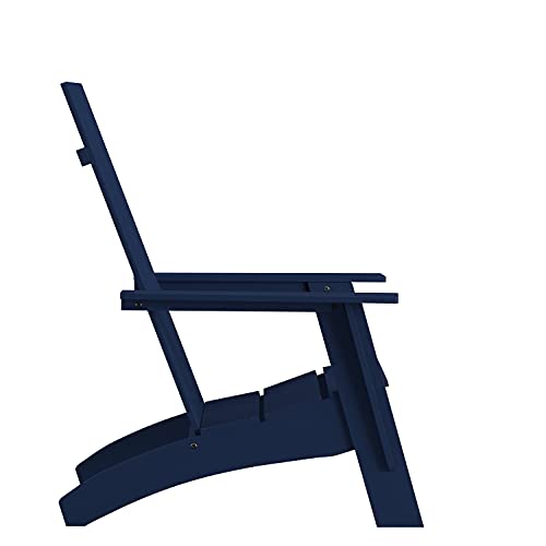 EMMA + OLIVER Set of 4 Navy Modern Dual Slat Back Adirondack Chairs