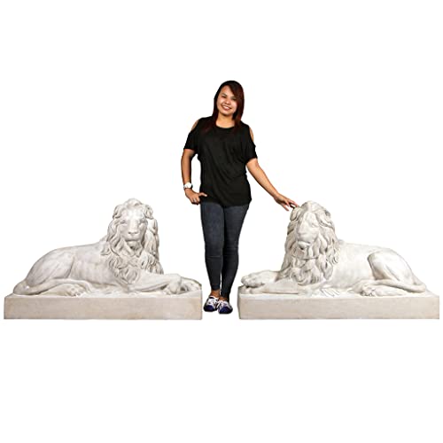 Design Toscano Castle Courtyard Lion Sentinel Statue Head Right Antique Stone