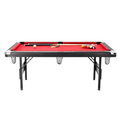 VEVOR Portable Foldable Billiards Table Set 6.3 ft Red + Black