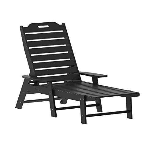Taylor & Logan Edgley Set of 2 Adjustable Adirondack Loungers with Cup Holder Black