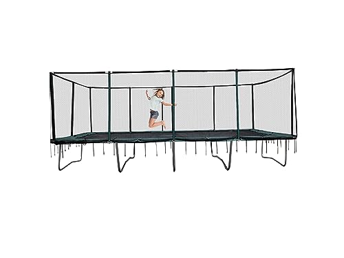 Galactic Xtreme Gymnastic Rectangle Trampoline with Net 13x23 Ft Green and Black
