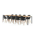 Brampton Kiribati Rectangular Outdoor Dining Set for 11, Teak & Aluminum, Black