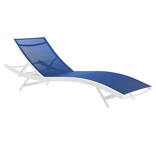 Modway Glimpse Outdoor Patio Mesh Chaise Lounge Set of 4 White Navy