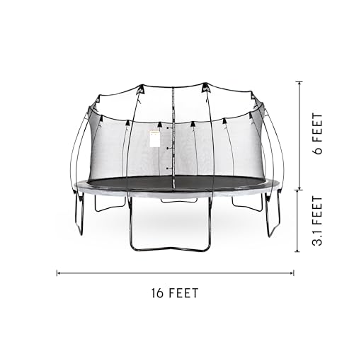 Skywalker Trampolines Epic Series 16 FT Round Outdoor Trampoline with Enclosure Net Black and Gray