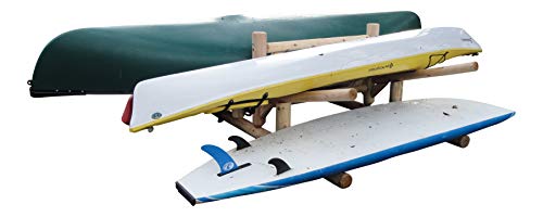 Log Kayak Rack 2-Canoe + 2-Kayak/SUP Storage Unfinished