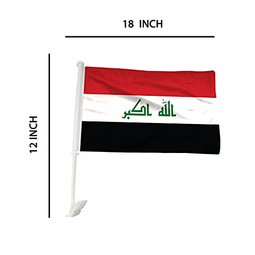 BANNER BUZZ MAKE IT VISIBLE Iraq Car Flag Window Clip 18” X 12” Double-Sided Printing Pack of 100