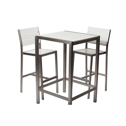 Pemberly Row 5-Piece Modern Aluminum Frame Patio Bar Set White