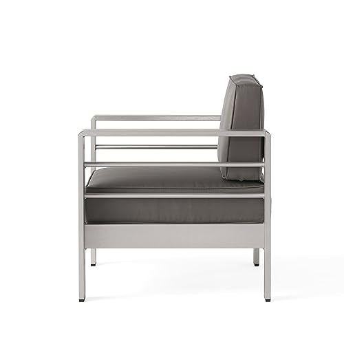 Christopher Knight Home Cape Coral 5-Piece Outdoor Chat Set with Fire Table Grey/Dark Grey