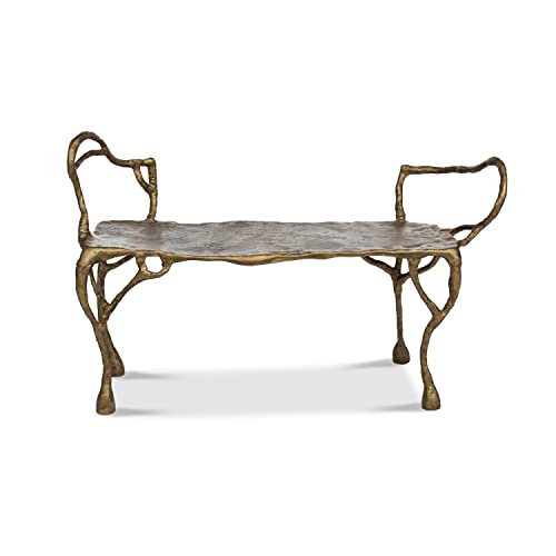 Park Hill Collection Lodge Cast Aluminum Organic Root Bench Antique Gold