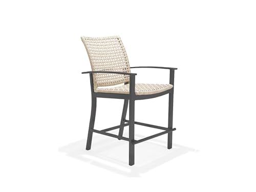 Winston Jasper Balcony Stool Textured Pewter Frame Finish/Beechwood Weave