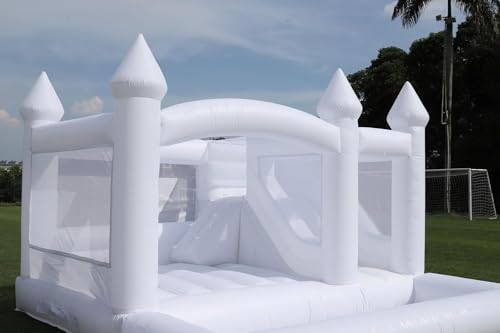 Okayego 15x15FT White Bounce House Castle with Slide & Ball Pit
