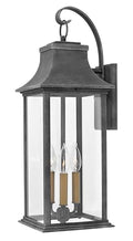 Hinkley Adair Large Wall Mount Lantern 3-Light Heritage Series Aged Zinc