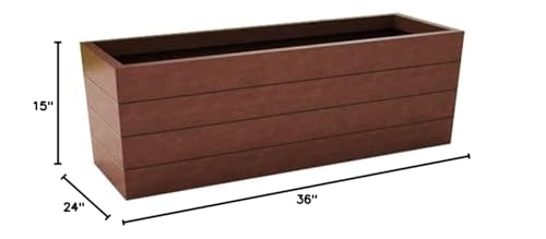 Generic Madera Tapered Rectangle Fiberglass Planter 36" x 15" x 24" Walnut
