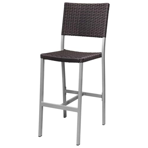 Home Square Wicker Patio Bar Side Armless Stool Set of 3 Espresso