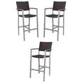 Home Square Wicker Patio Bar Arm Stool Set of 3 Multi-colored