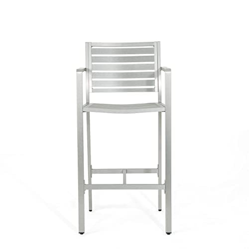 Christopher Knight Home Tammy Coral Outdoor Silver Rust-Proof Aluminum Barstools Set of 4 Silver