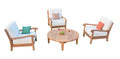 WholesaleTeak Napa 4 Pc Lounge Chair Set with Cushions and 46" Sack Round Coffee Table Canvas White