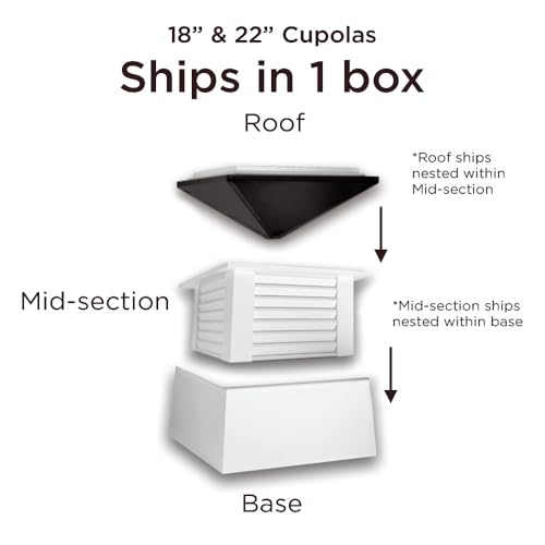 Good Directions Westport Vinyl Aluminum Roof Square Cupola 26" x 42" White and Black