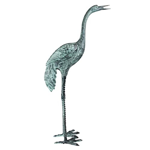 Design Toscano Head High Crane Bird Fountain Statue, 38 Inch, Green Verdigris