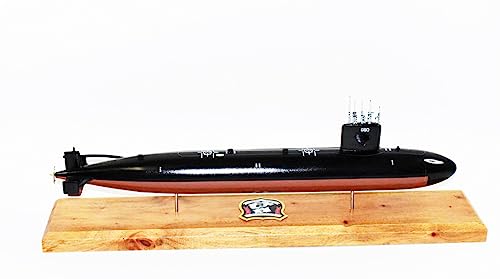 Squadron Nostalgia USS William H. Bates SSN-680 Submarine Model, Mahogany, Navy/Red