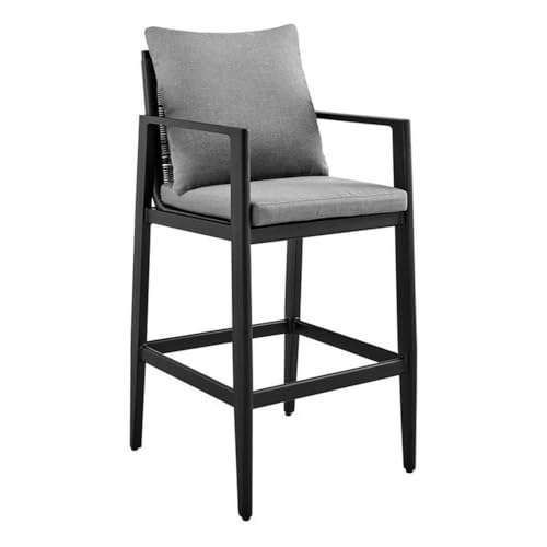 Armen Living Cayman Outdoor Patio 5-Piece Aluminum Bar Set Black