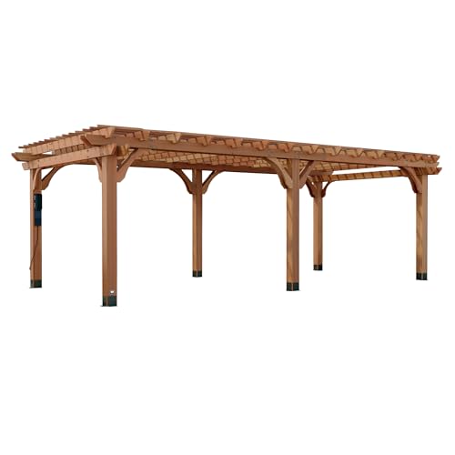 Backyard Discovery Beaumont 24' x 12' Cedar Wood Pergola Kit Light Brown