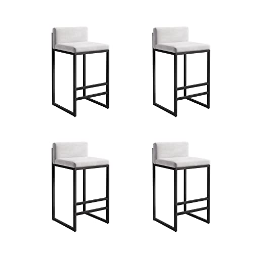 Natliedop Modern Upholstered Bar Stools Set of 4 White