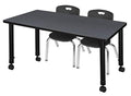 Regency Kee Height Adjustable Mobile Classroom Table Set with Two 12" Andy Chairs Grey/Black
