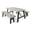 Noble House Estelle 3-Piece Indoor Acacia Wood Picnic Set Grey