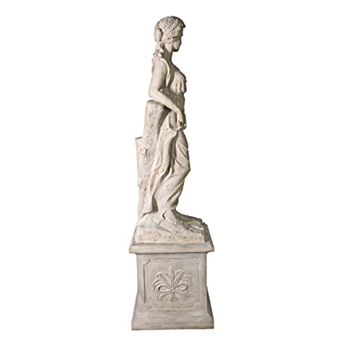 Design Toscano Summer Woman of the Four Seasons Garden Statue with Plinth 87 inch Ancient Ivory