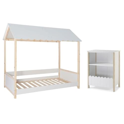 Home Square 2-Piece Twin Youth House Bed & Bookcase Set White
