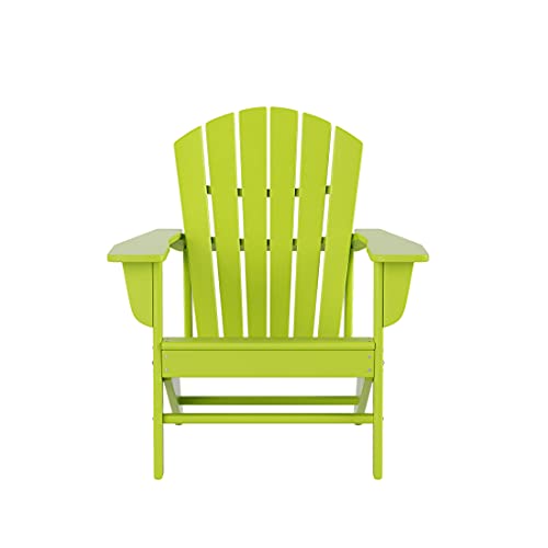 WO WESTIN OUTDOOR HDPE Adirondack Chair Set of 12 with Ottomans and Side Tables Lime