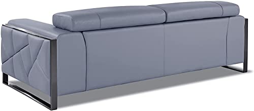 Blackjack Furniture Gianni Italian Leather Sofa with Adjustable Headrests Light Blue