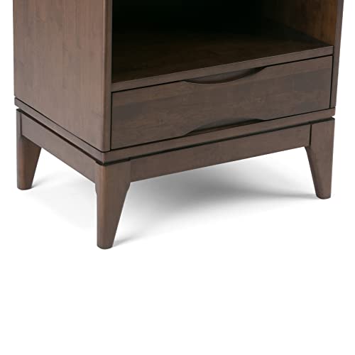 SIMPLIHOME Harper Solid Hardwood 24" Mid Century Modern Bookcase Walnut Brown