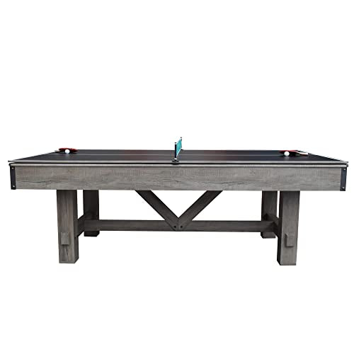 Hathaway Logan 7-ft Pool Table Combo Set with Benches - Rustic Gray Barnwood