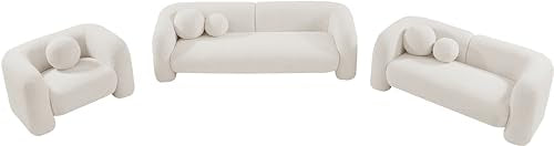 Meridian Furniture Emory Collection Art Deco Loveseat Cream
