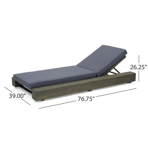 Noble House Broadway Outdoor Acacia Wood Chaise Lounge Set of 2 Gray