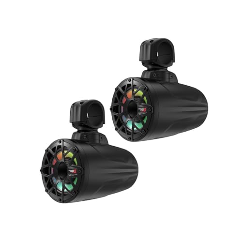 Cerwin Vega Mobile CV SL65F4B 6.5 Inch 600 Watts Marine Tower Speaker System Coaxial LED IP65 UV Protection Black Pair