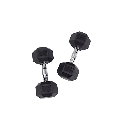 Body-Solid Rubber Hex Dumbbell Set 5-50 lbs Black