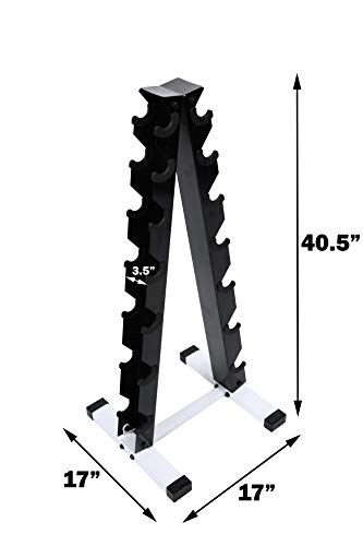 Ader Sporting Goods Black Rubber Dumbbell Set 5-50 lbs with Mat & Rack