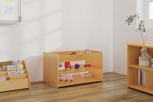 Tot Mate Kid's Book & Toy Storage Organizer Wooden Cabinet Maple