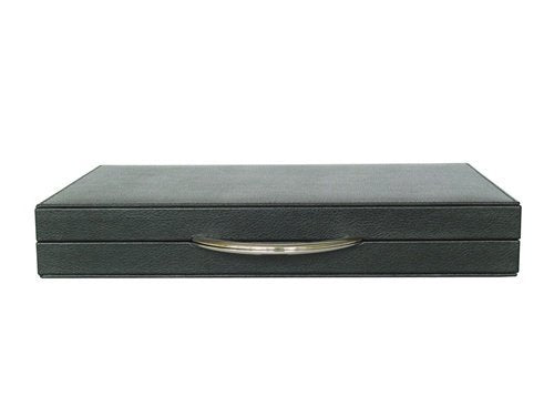 Zaza & Sacci Leather Backgammon Board Game Set 15" Black