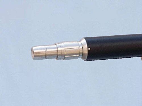 Hampton Nautical Floor Standing Brushed Nickel Leather Telescope 65