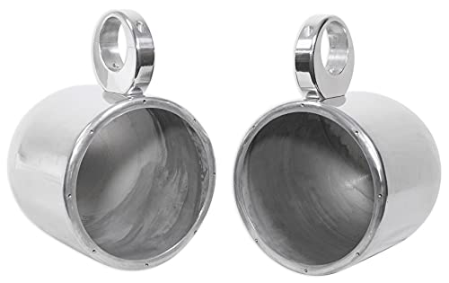KICKER 8" 600 Watt Marine Boat Waterproof Speakers with LEDs and Rockville 7.7" Enclosures White